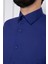 Erkek Slim Fit Dar Yaka Uzun Kol 6 Drop Koyu Parlement Gömlek 3
