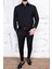 Erkek Slim Fit Uzun Kol 6 Drop Siyah Gömlek 2
