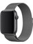 Apple Watch Uyumlu Kordon Klasik Hasır Metal Mıknatıslı Kayış, Koyu Gri 2