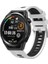 Huawei Watch Uyumlu Kordon Silikon Çift Renkli Spor Yumuşak Kayış, Beyaz-Siyah 1