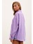 20153 Tek Cepli Oversize Keten Gömlek - Lila 5