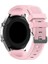 Samsung Galaxy Watch Uyumlu Kordon Silikon Çizgili Tasarım Esnek Spor Kayış, Pembe 2