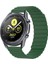 Samsung Galaxy Watch Uyumlu Kordon Suni Deri Bakla Tasarımlı Kayış, Yeşil 1