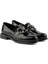 2050132Y Kadın Tokalı Siyah Deri Loafer Ayakkabı 1