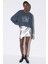 Bisiklet Yaka Baskılı Crop Sweatshirt 1