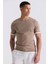 Bej Slim Fit Bisiklet Yaka Triko T-Shirt 1