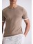 Bej Slim Fit Bisiklet Yaka Triko T-Shirt 3