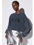 Bisiklet Yaka Baskılı Crop Sweatshirt 1