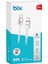 BX05CC Type-C To Type-C 60W Örgülü LED Işıklı 1 Metre Şarj ve Data Kablosu Beyaz 5
