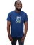 Erkek Standart Fit Göğüs Baskılı Koyu Mavi T-Shirt 1