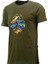 Erkek Bisiklet Yaka Mevsimlik Göğüs Baskılı Standart Fit Haki T-Shirt 1