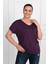 Kadın V Yaka Büyük Beden T-Shirt 1486-23 2