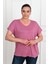 Kadın V Yaka Büyük Beden T-Shirt 1486-23 2