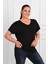 Kadın V Yaka Büyük Beden T-Shirt 1486-23 1