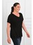 Kadın V Yaka Büyük Beden T-Shirt 1486-23 2