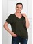 Kadın V Yaka Büyük Beden T-Shirt 1486-23 1