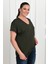 Kadın V Yaka Büyük Beden T-Shirt 1486-23 3