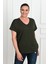 Kadın V Yaka Büyük Beden T-Shirt 1486-23 4