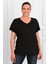 Kadın V Yaka Büyük Beden T-Shirt 1486-23 4