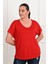 Kadın V Yaka Büyük Beden T-Shirt 1486-23 5