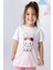 Kız Çocuk Tavşan Baskılı 3 Boyutlu Çiçekli T-Shirt 1