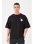 Erkek Bisiklet Yaka Baskılı Oversize T-Shirt 2