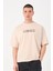 Erkek Bisiklet Yaka Logo Detaylı Oversize T-Shirt 1
