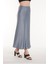 Mavi Düz Uzun Saten Etek 1