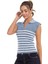 Wt353 Polo Yaka Çizgili Triko Kadın T-Shirt 5