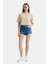 Helena Kahve Bisiklet Yaka Oversize Crop Nakışlı Oversize Kadın Tshirt 3
