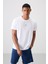 Beyaz Polyester Nefes Alan Dokulu İnce Esnek Standart Fit Erkek Performans T-Shirt - 88391 4