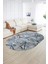 Dijital Kaymaz Yıkanabilir Modern Desen Oval Yolluk Mutfak Salon Halısı, N-O-Modern-39-Mavi, 2