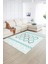 Dijital Baskılı Kaymaz Yıkanabilir Modern Desen Yolluk Mutfak Salon Halısı, N-Modern-81-Turkuaz, 2