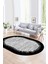 Dijital Kaymaz Yıkanabilir Modern Desen Oval Yolluk Mutfak Salon Halısı, N-O-Modern-43-Siyah, 1