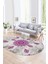 Dijital Kaymaz Yıkanabilir Modern Desen Oval Yolluk Mutfak Salon Halısı, N-O-Modern-45-Mor, 1