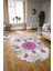Dijital Kaymaz Yıkanabilir Modern Desen Oval Yolluk Mutfak Salon Halısı, N-O-Modern-45-Mor, 3