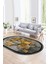 Dijital Kaymaz Yıkanabilir Modern Desen Oval Yolluk Mutfak Salon Halısı, N-O-Modern-13-Kahve, 1