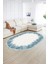 Dijital Kaymaz Yıkanabilir Modern Desen Oval Yolluk Mutfak Salon Halısı, N-O-Modern-48-Mavi, 2
