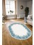 Dijital Kaymaz Yıkanabilir Modern Desen Oval Yolluk Mutfak Salon Halısı, N-O-Modern-48-Mavi, 3