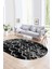 Dijital Kaymaz Yıkanabilir Modern Desen Oval Yolluk Mutfak Salon Halısı, N-O-Modern-03-Antrasit, 1