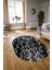 Dijital Kaymaz Yıkanabilir Modern Desen Oval Yolluk Mutfak Salon Halısı, N-O-Modern-03-Antrasit, 3