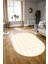 Dijital Kaymaz Yıkanabilir Modern Desen Oval Yolluk Mutfak Salon Halısı, N-O-Modern-55-Krem, 3