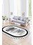 Dijital Kaymaz Yıkanabilir Modern Desen Oval Yolluk Mutfak Salon Halısı, N-O-Modern-22-Gri, 1