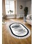 Dijital Kaymaz Yıkanabilir Modern Desen Oval Yolluk Mutfak Salon Halısı, N-O-Modern-22-Gri, 3