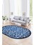 Dijital Kaymaz Yıkanabilir Modern Desen Oval Yolluk Mutfak Salon Halısı, N-O-Modern-32-Mavi, 1