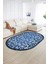 Dijital Kaymaz Yıkanabilir Modern Desen Oval Yolluk Mutfak Salon Halısı, N-O-Modern-32-Mavi, 2