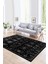 Dijital Baskılı Kaymaz Yıkanabilir Modern Desen Yolluk Mutfak Salon Halısı, N-Modern-29-Siyah, 1