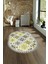 Dijital Kaymaz Yıkanabilir Modern Desen Oval Yolluk Mutfak Salon Halısı, N-O-Modern-14-Sarı, 4