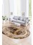 Dijital Kaymaz Yıkanabilir Modern Desen Oval Yolluk Mutfak Salon Halısı, N-O-Modern-46-Kahve, 1