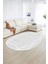 Dijital Kaymaz Yıkanabilir Modern Desen Oval Yolluk Mutfak Salon Halısı, N-O-Modern-05-Beyaz, 2
